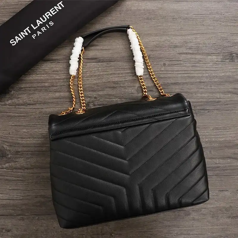 CHEAP Saint Laurent Medium Loulou Chain Bag In Y Matelasse Leather Black Gold 0202