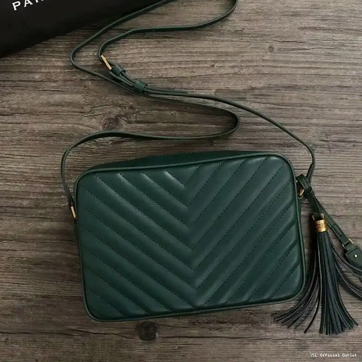 CHEAP In Saint Green Leather Laurent Gold Camera Bag Matelasse Lou 0209