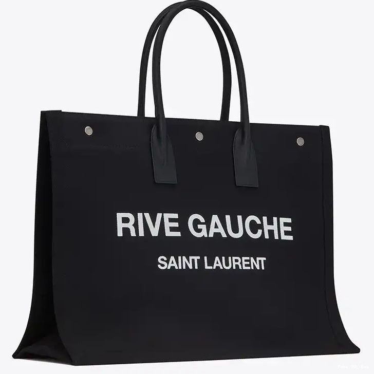 CHEAP Gauche Leather Rive Laurent Linen In Tote Saint And Black 0216