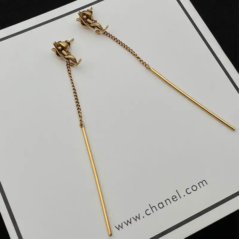 CHEAP Saint Laurent Opyum Threader Earrings In Metal Gold 0204