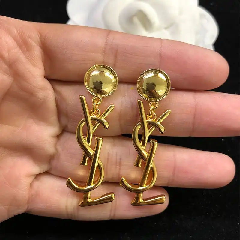 CHEAP Saint Laurent Opyum Pendant Earrings In Metal Gold 0203