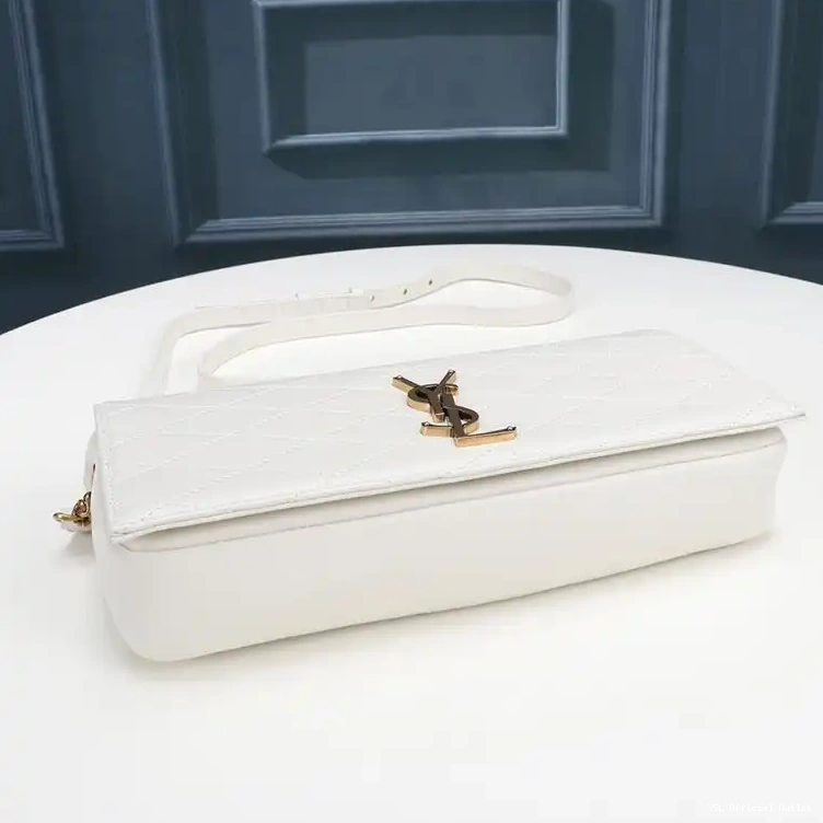 CHEAP Bag Gold In Lambskin 99 White Diamond-Quilted Kate Saint Laurent Chain 0319