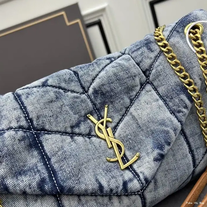 CHEAP Bag Denim Loulou Medium Laurent In Blue Gold Saint Puffer 0319