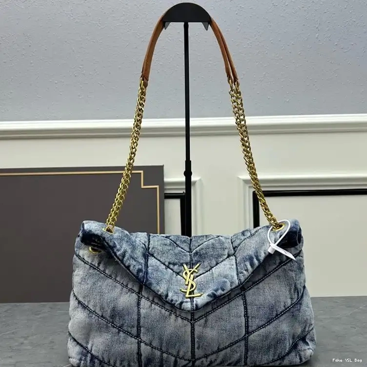 CHEAP Bag Denim Loulou Medium Laurent In Blue Gold Saint Puffer 0319