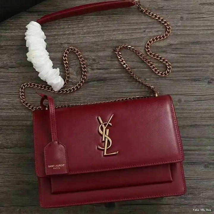 CHEAP Sunset Red Bag Chain Saint Leather Medium Gold Laurent In 0318