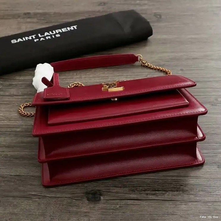 CHEAP Sunset Red Bag Chain Saint Leather Medium Gold Laurent In 0318