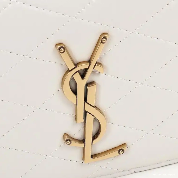 CHEAP Bag Gold In Lambskin 99 White Diamond-Quilted Kate Saint Laurent Chain 0319