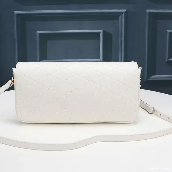 CHEAP Bag Gold In Lambskin 99 White Diamond-Quilted Kate Saint Laurent Chain 0319