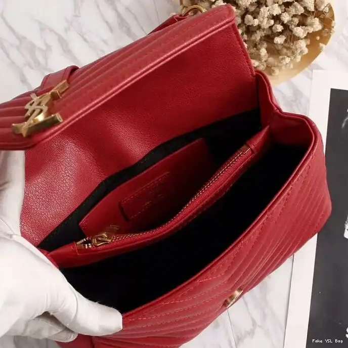 CHEAP Leather Medium College Matelasse Gold Bag Laurent Chain In Saint Red Classic 0316