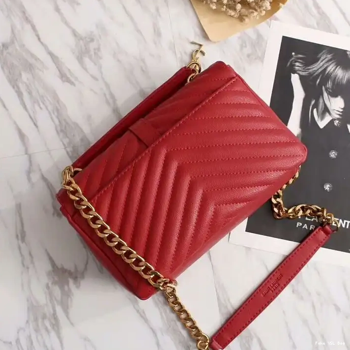 CHEAP Leather Medium College Matelasse Gold Bag Laurent Chain In Saint Red Classic 0316